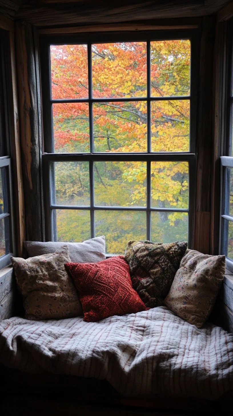 Cozy Autumn Window Nook: Embrace Nature's Colors in Your Home