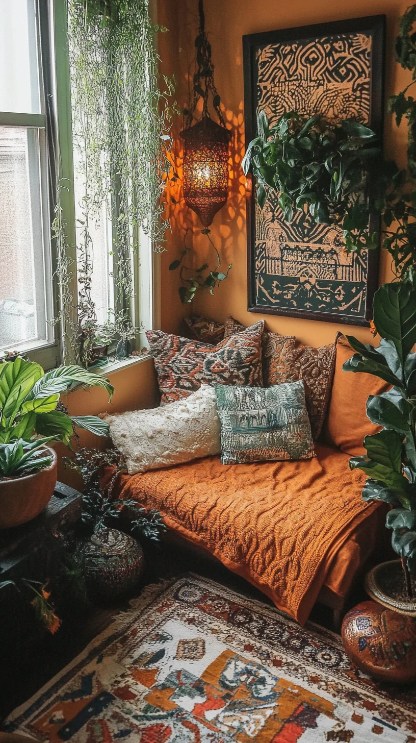 Cozy Bohemian Oasis: Embrace Nature with Warm Tones and Textures