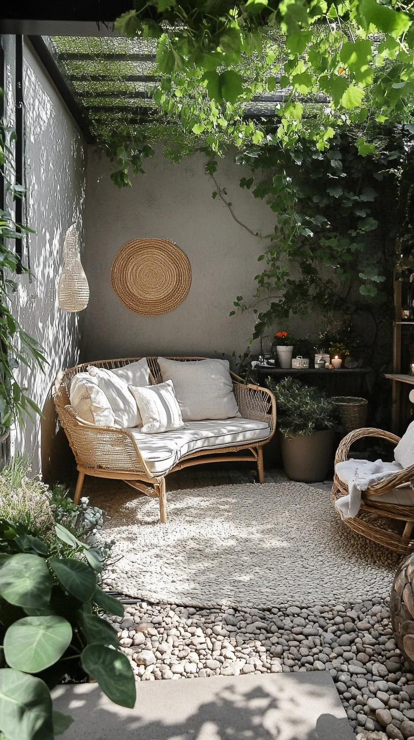 Create a Cozy Outdoor Oasis with Rattan Elegance and Lush Greenery