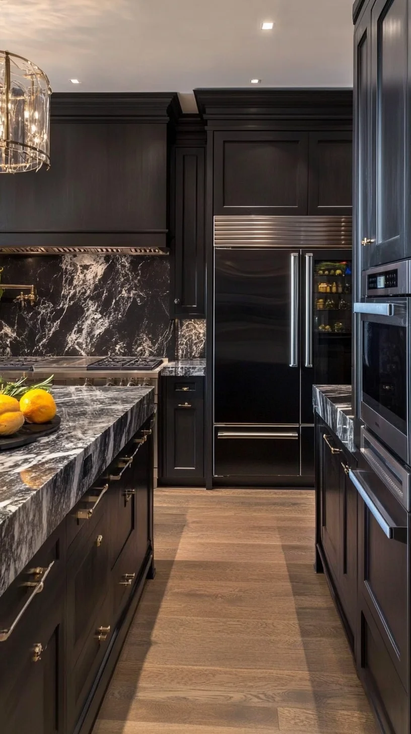 Elevate Your Culinary Space with Striking Black and Marble Elegance