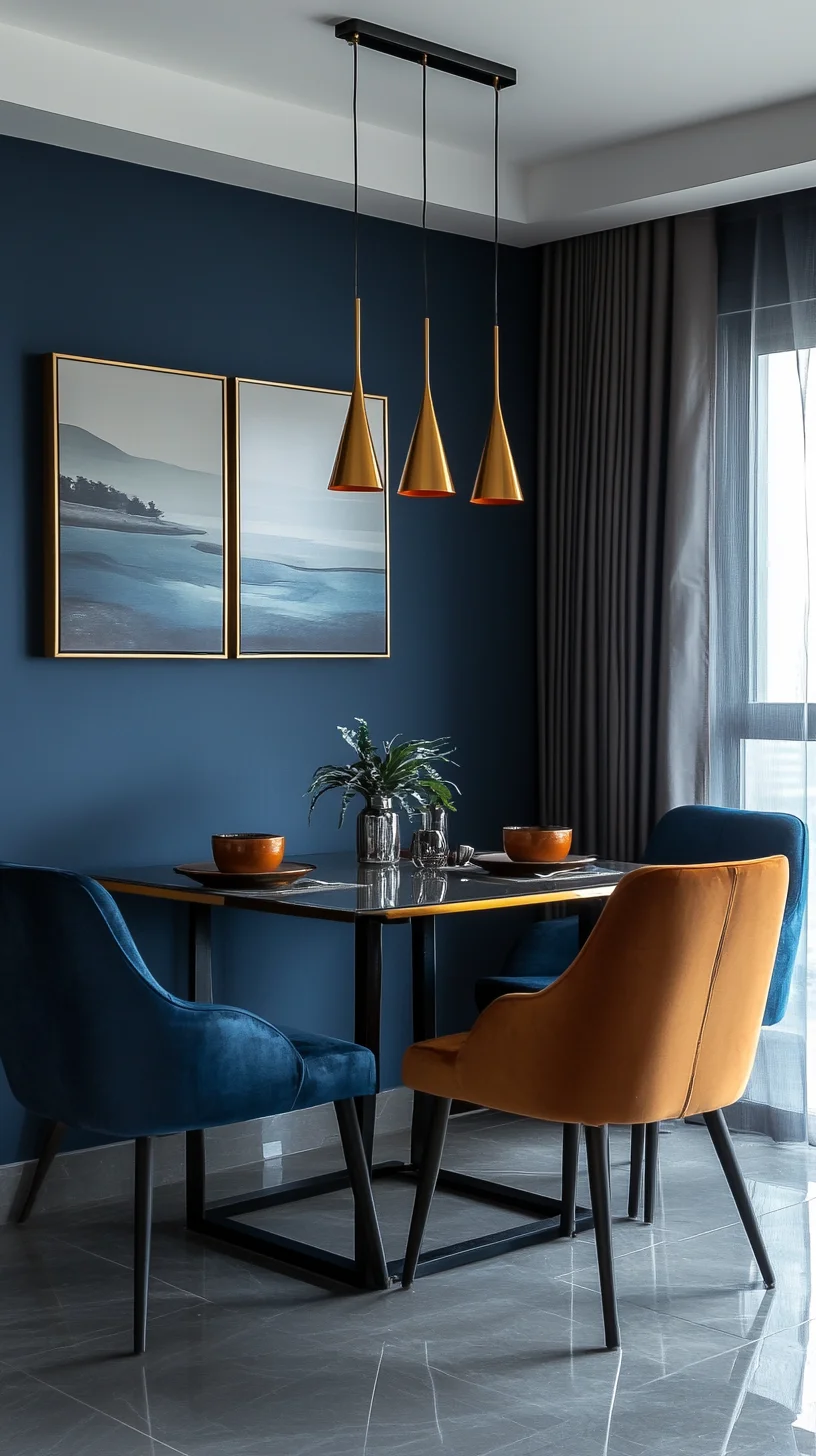 Elevate Your Dining Space with Bold Color Contrasts and Modern Elegance