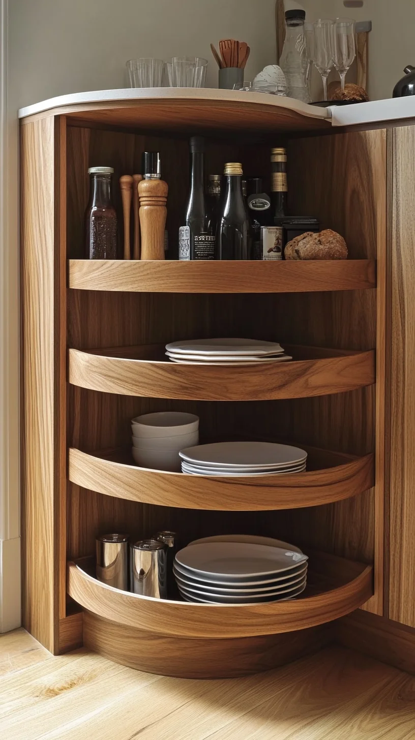 Elevate Your Kitchen with Sleek Curved Wood Shelving: A Stylish Space-Saving Solution