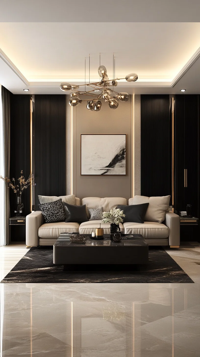 Elevate Your Living Space with Chic Modern Elegance: Black and Beige Harmony