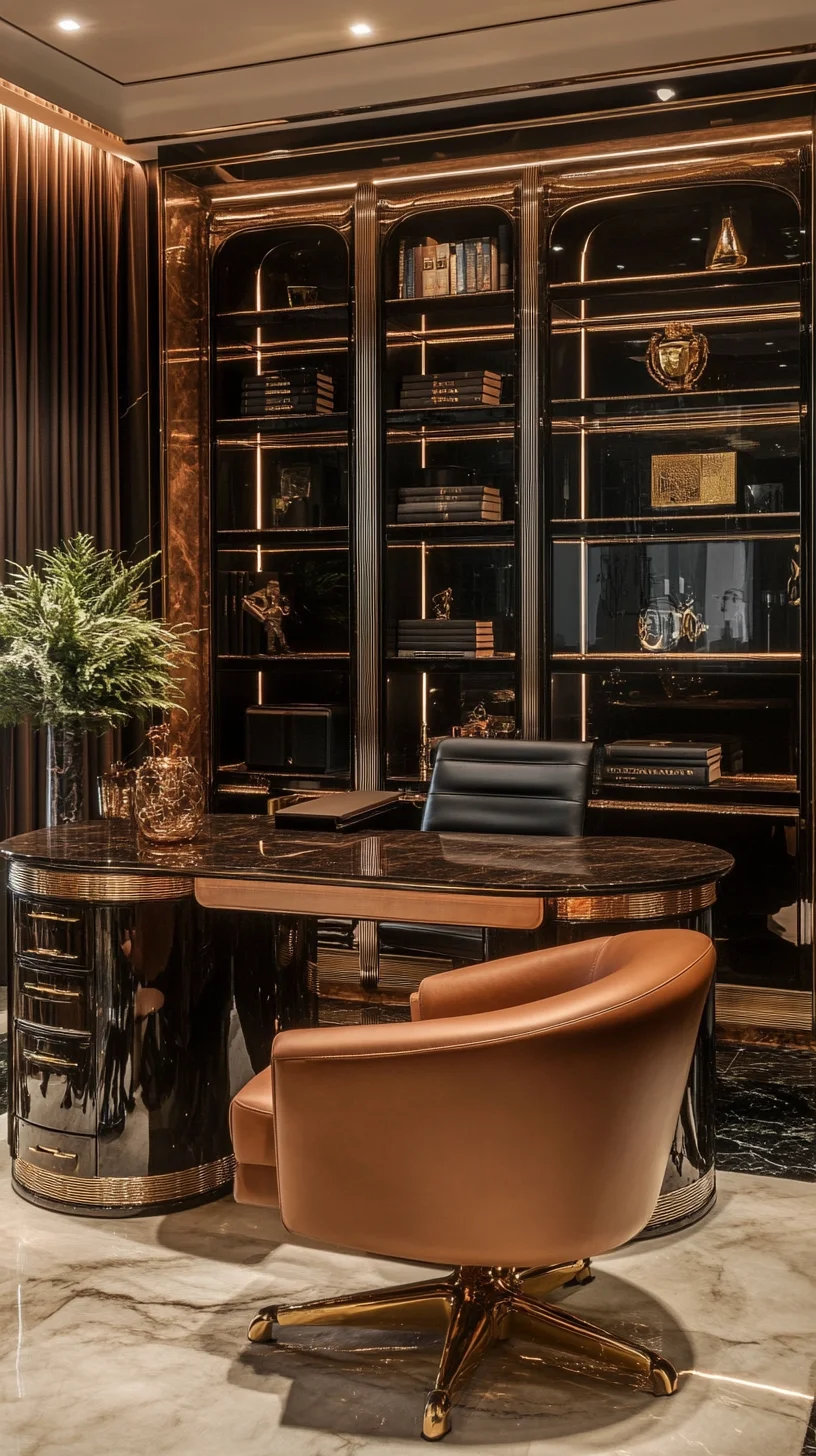 Elevate Your Space: Luxurious Black and Gold Home Office Inspiration