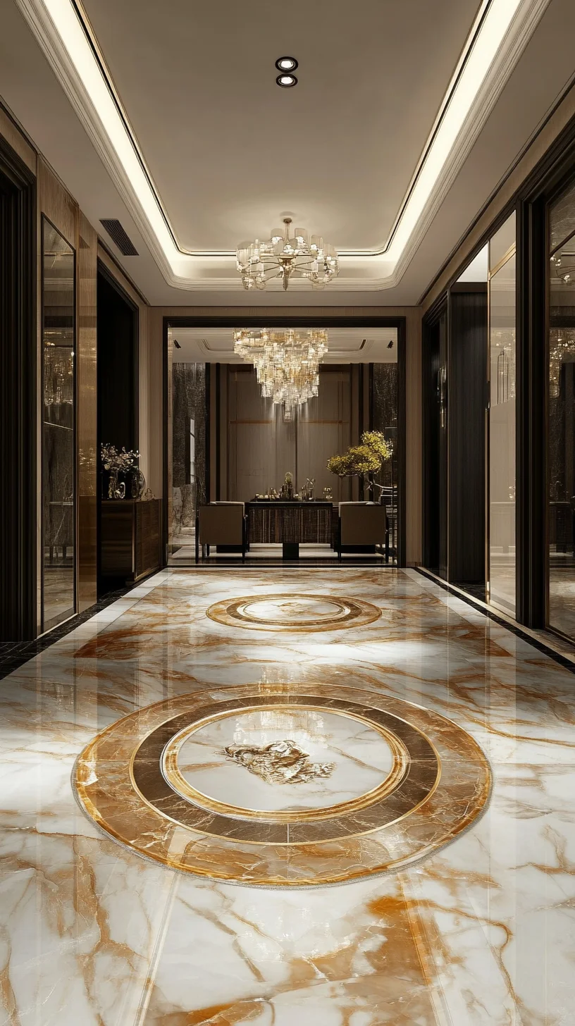 Elevate Your Space: Luxurious Marble Flooring with Elegant Gold Accents