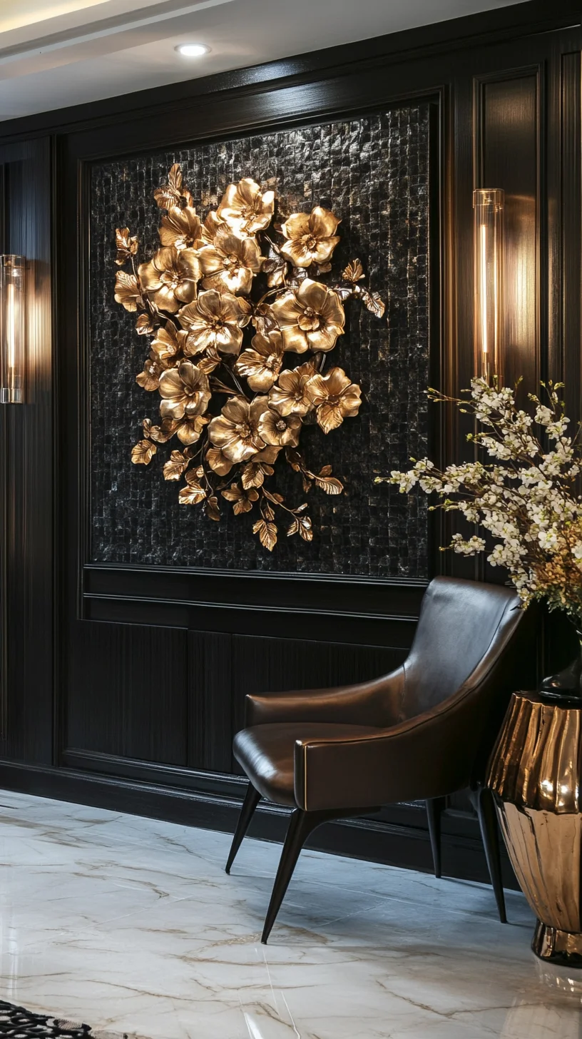 Elevate Your Space with Luxurious Metallic Floral Wall Art