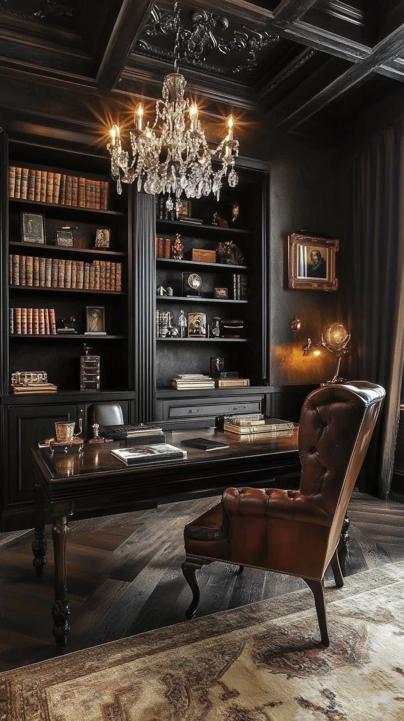 Elevate Your Workspace: Timeless Elegance in Dark Wood and Crystal Accents