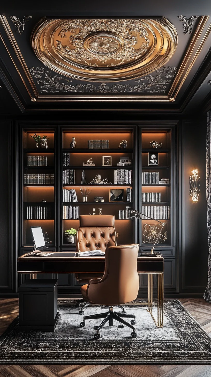 Elevate Your Workspace with Luxurious Black and Gold Elegance