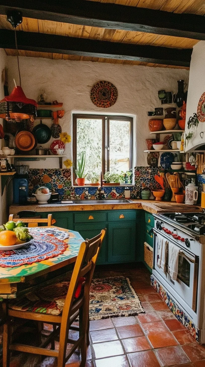 Embrace Bohemian Bliss: A Colorful Kitchen Wonderland Awaits You