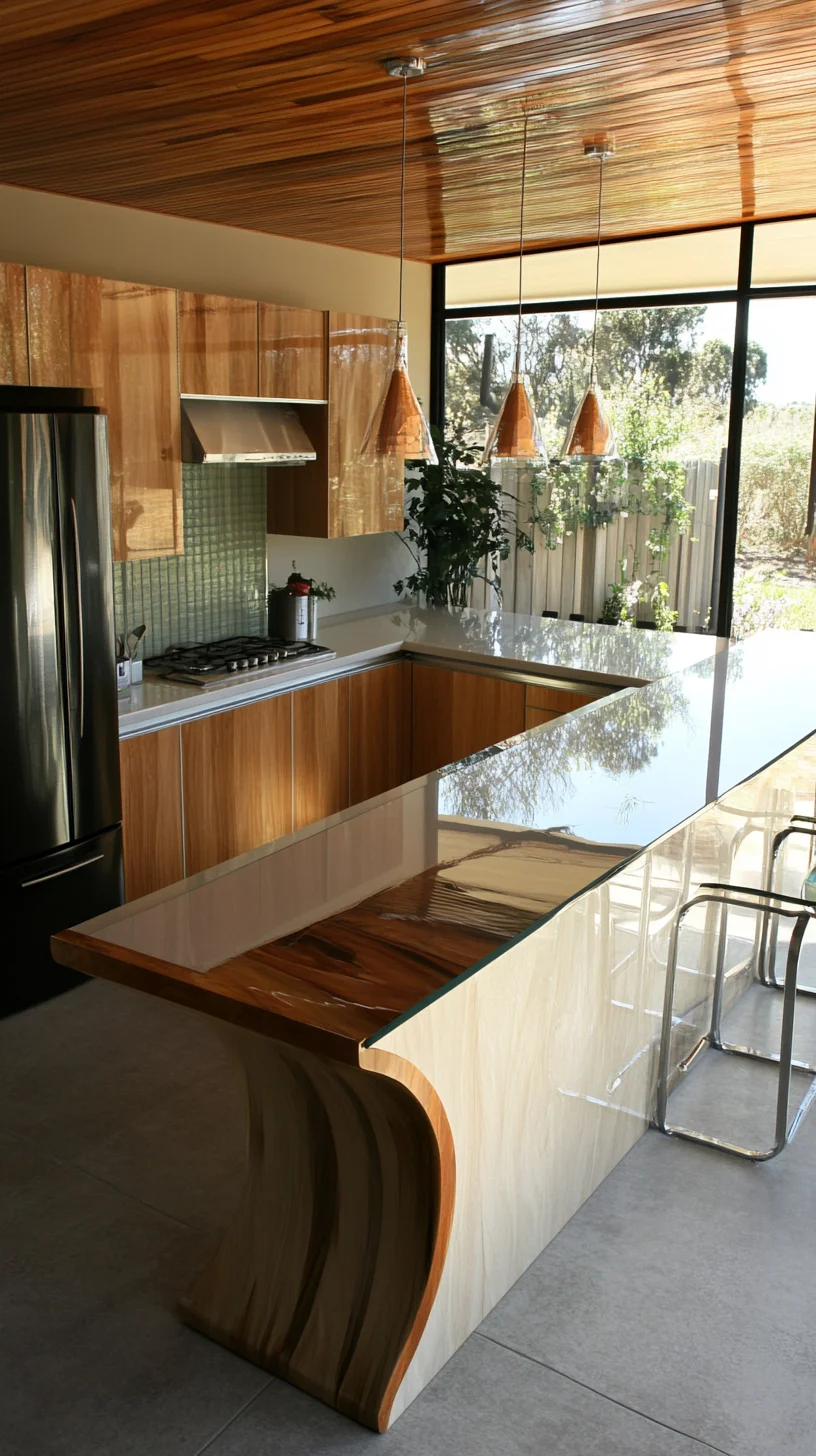 Embrace Elegance with a Sleek, Natural Wood and Glass Kitchen Aesthetic