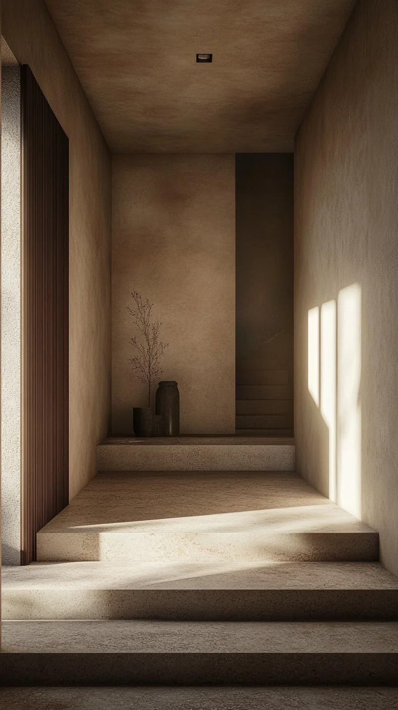 Embrace Minimalism: A Serene Entryway with Textured Warmth