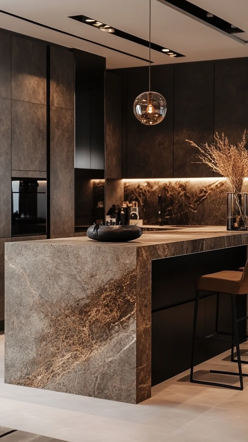 Embrace Modern Elegance with a Luxe Dark Marble Kitchen Island