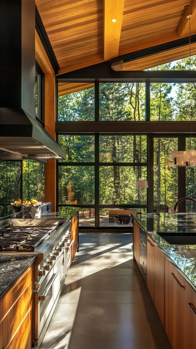 Embrace Nature: A Contemporary Kitchen Design with Seamless Indoor-Outdoor Flow