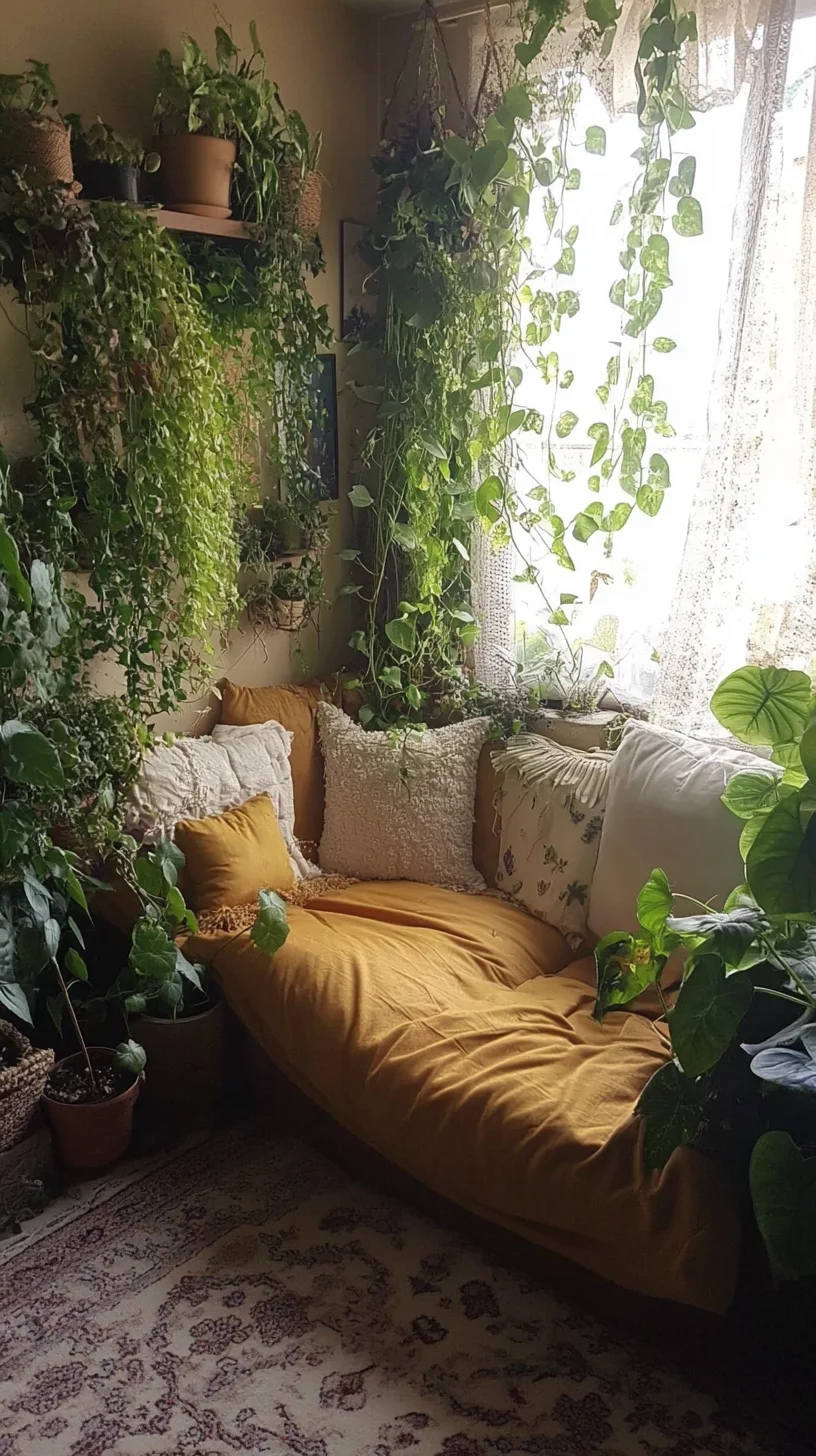 Embrace Nature: A Cozy Green Oasis with Lush Plant Decor