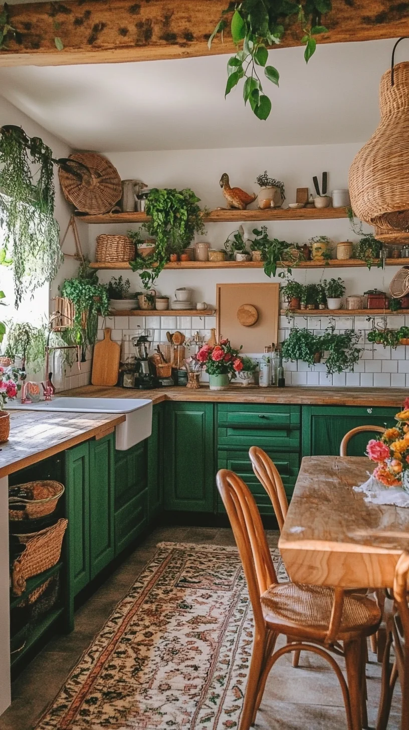 Embrace Nature: The Green Haven Kitchen for a Cozy, Rustic Vibe