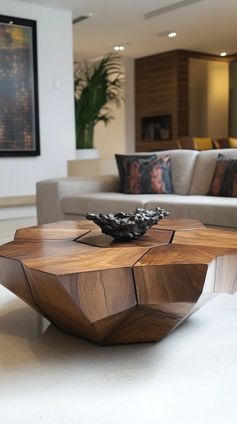 Embrace Nature: The Stunning Angular Wooden Coffee Table for Modern Interiors