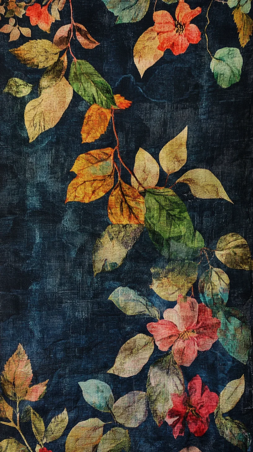 Embrace Nature's Elegance: Floral Motifs on Dark Fabric for a Stunning Look