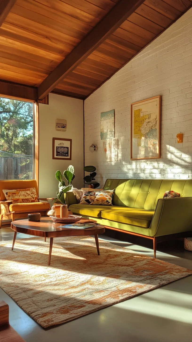 Embrace Retro Charm: Stylish Green Sofa for a Cozy Living Room Retreat