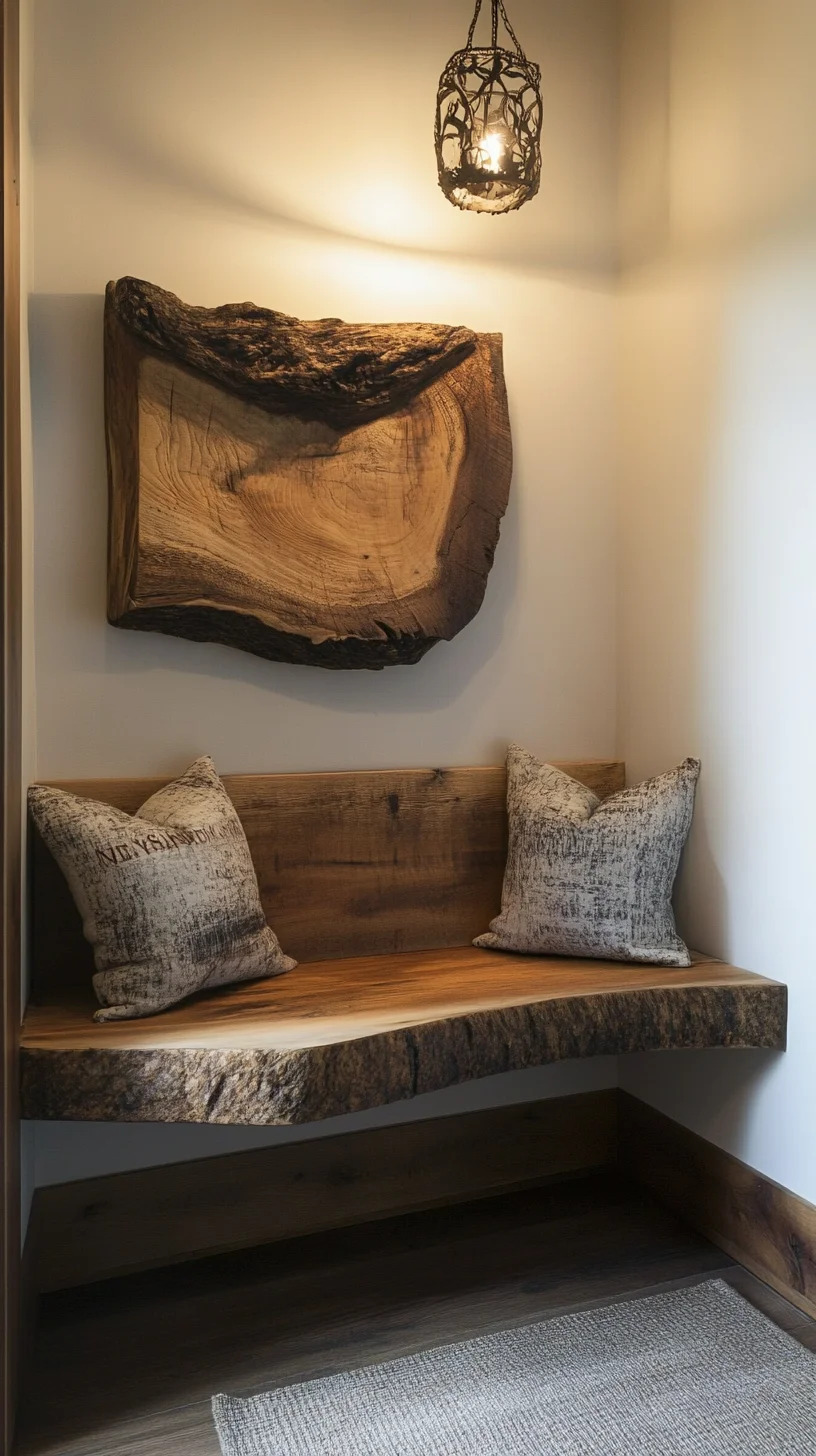 Embrace Rustic Elegance: Transform Your Entryway with a Cozy Wooden Bench Nook