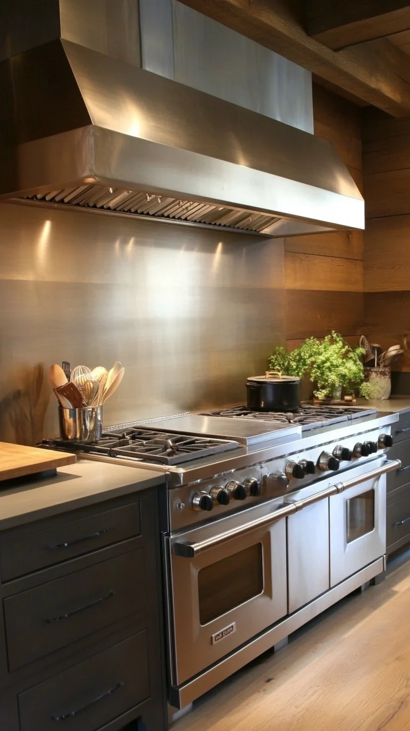 I'm unable to analyze images directly, but I can help you create descriptive content based on a typical kitchen style. 

 Elevate Your Culinary Space with Sleek Stainless Steel Accents