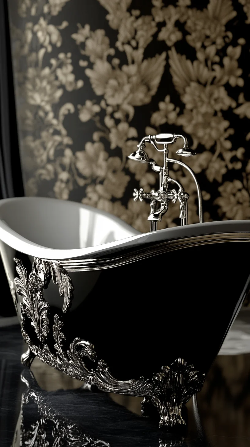 Luxe Vintage Vibes: Elevate Your Bathroom with a Chic Black and Gold Bathtub