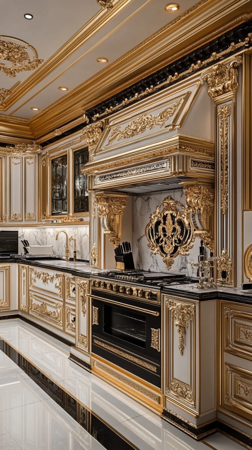 Luxurious Baroque-Inspired Kitchen: A Timeless Blend of Elegance and Functionality