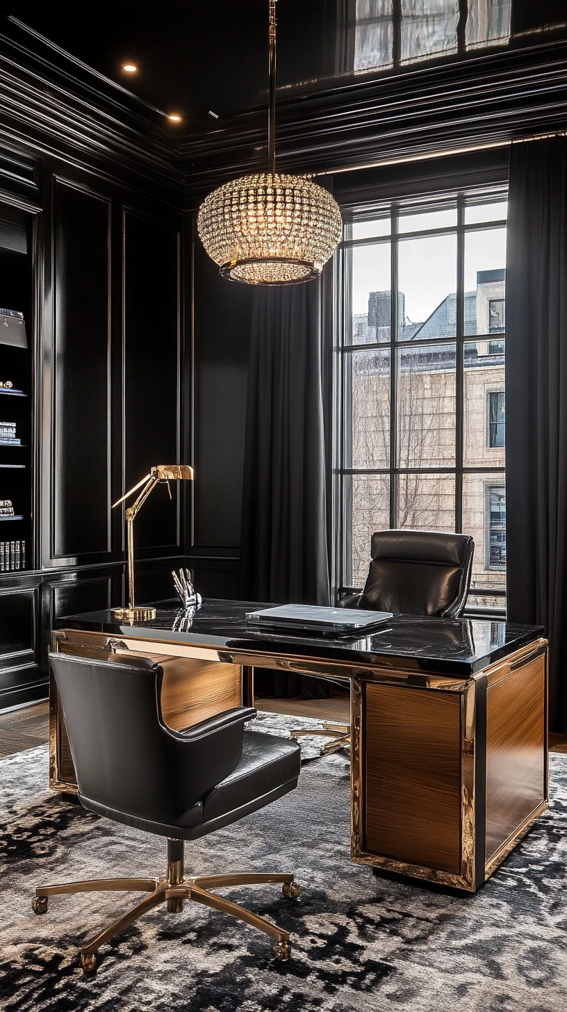 Luxurious Black and Gold Office: A Glamorous Workspace Inspiration