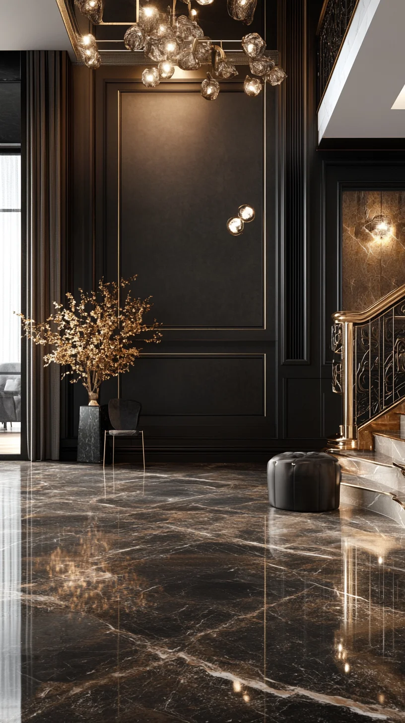 Luxurious Elegance: Transform Your Space with Dark Marble and Glamorous Accents