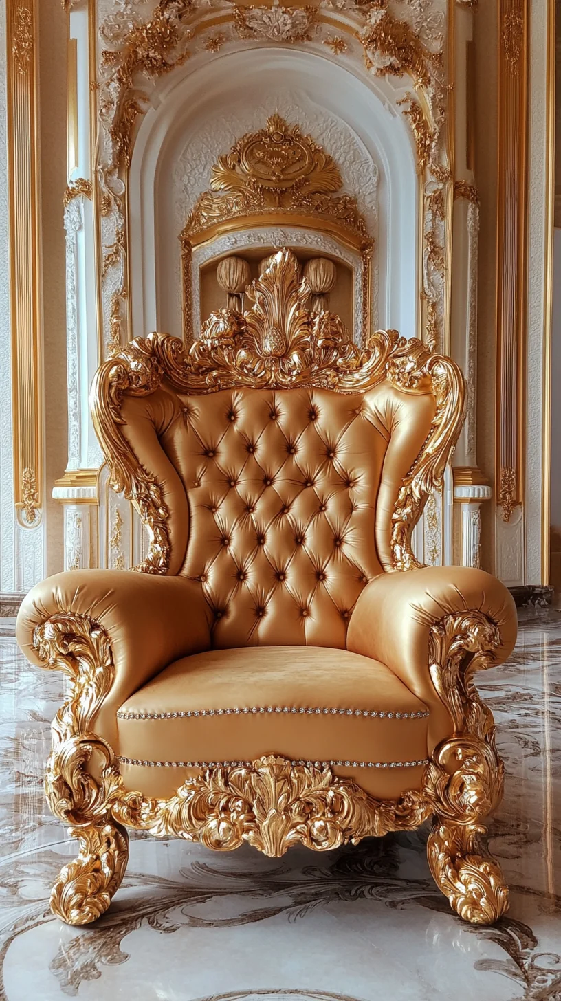 Luxurious Gold-Toned Armchair: Elevate Your Space with Opulence and Elegance