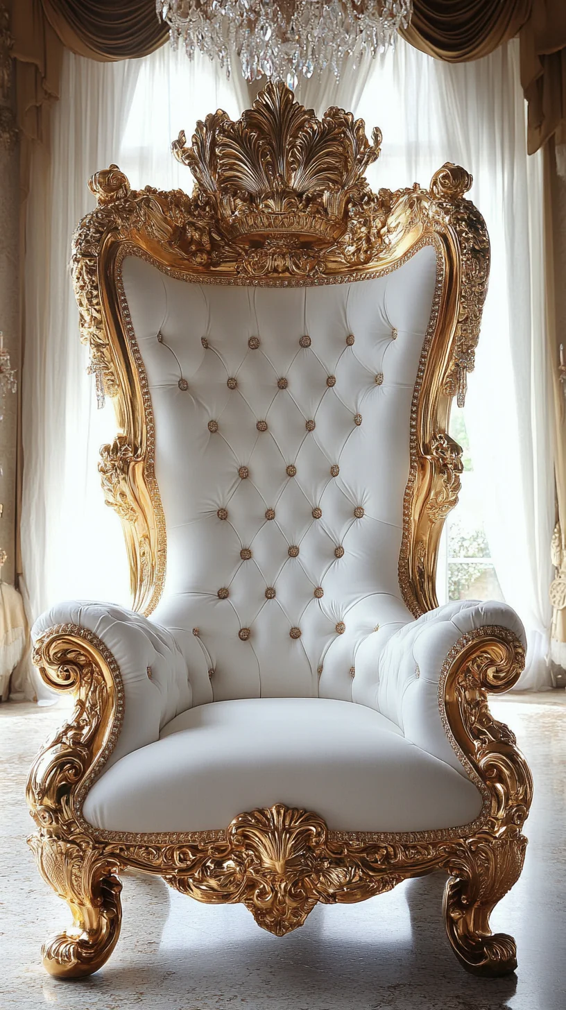 Luxurious Regal Throne Chair: Elevate Your Space with Opulent Details