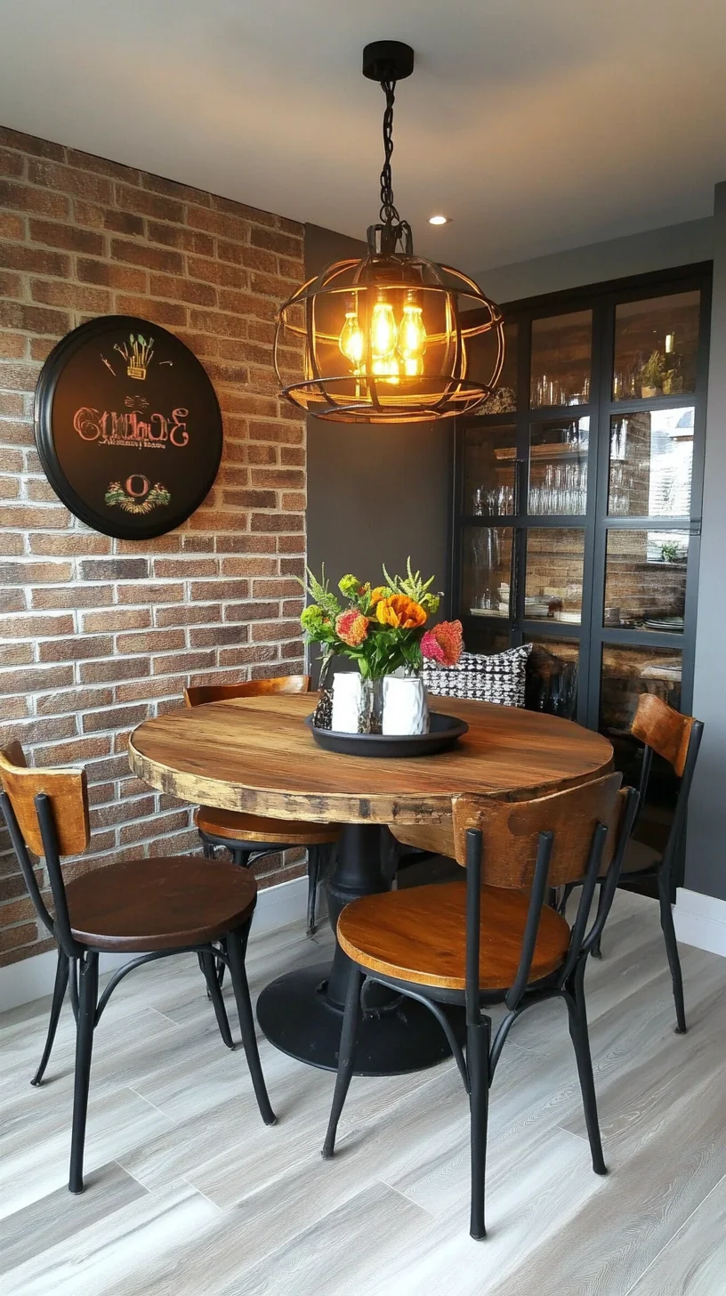 Rustic Elegance: A Cozy Dining Nook with Industrial Charm