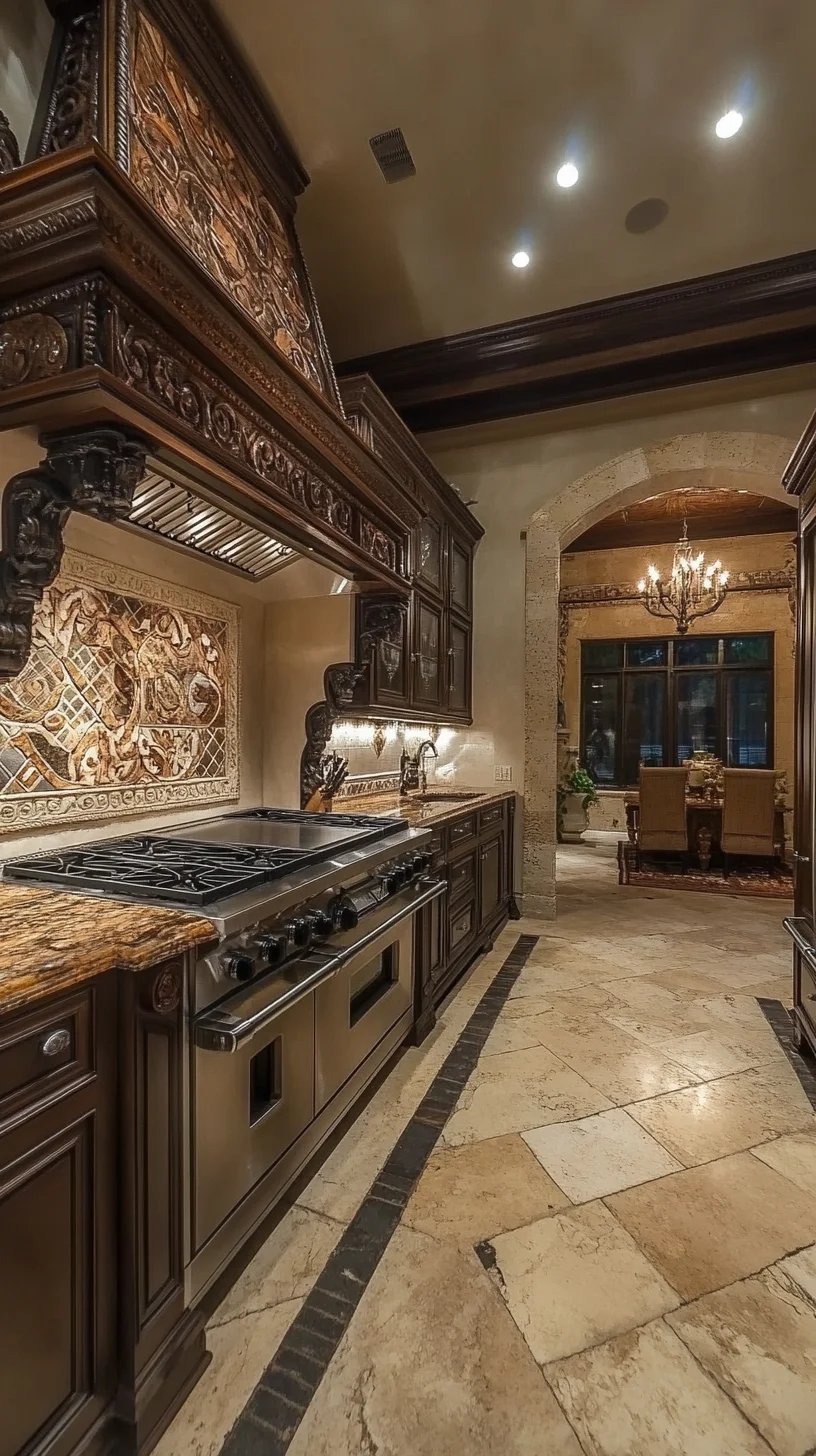 Timeless Elegance: A Richly Detailed Kitchen with Rustic Charm