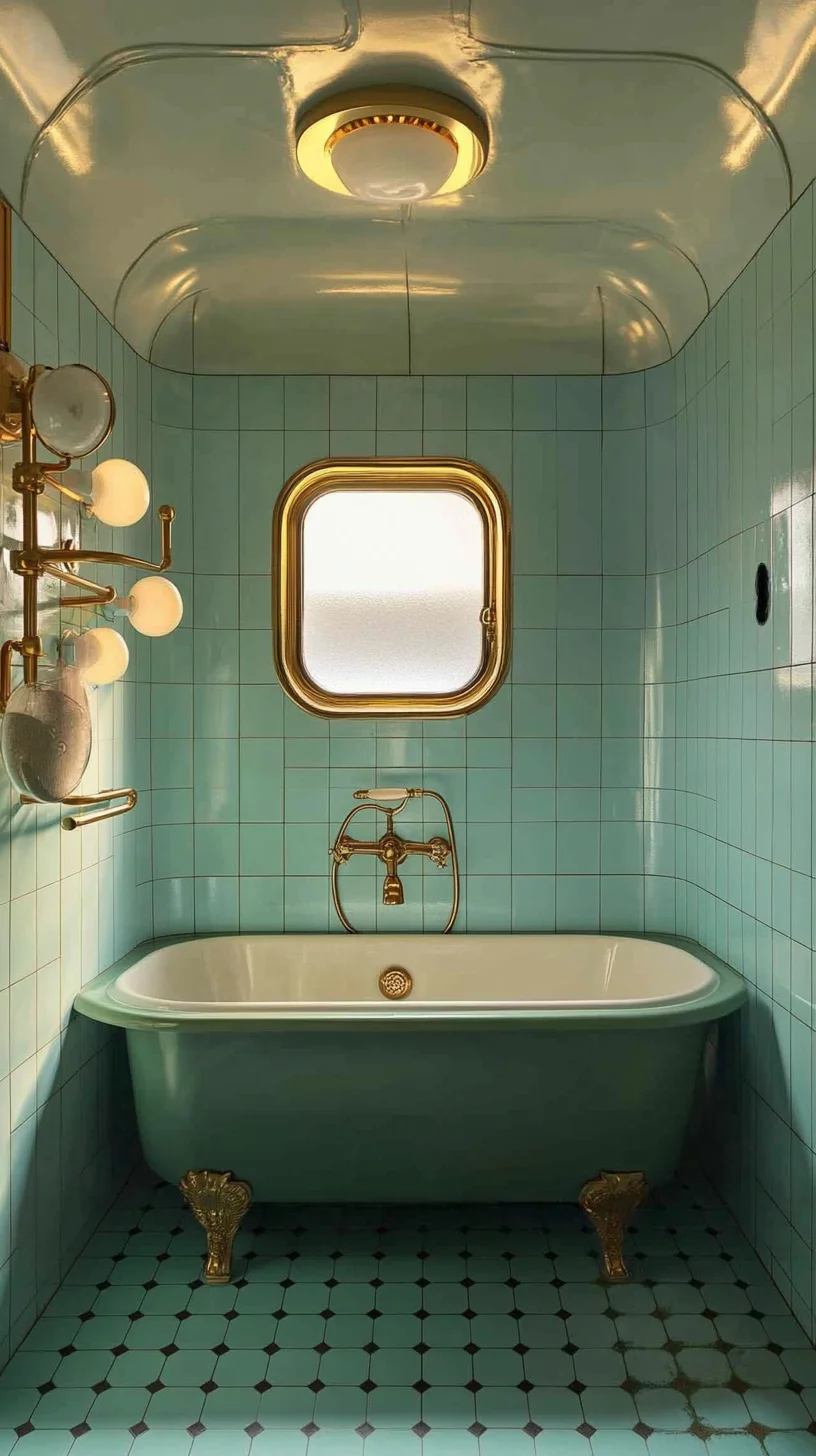 Transform Your Bathroom with Retro Elegance: The Glamorous Aqua Retreat