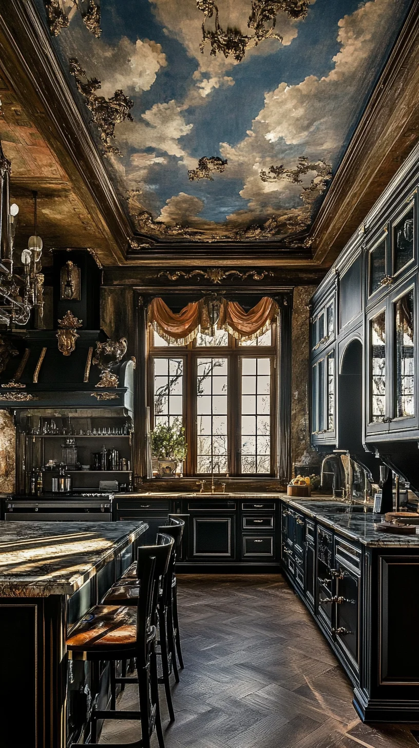 Transform Your Kitchen with Heavenly Cloud Ceilings and Dramatic Dark Accents