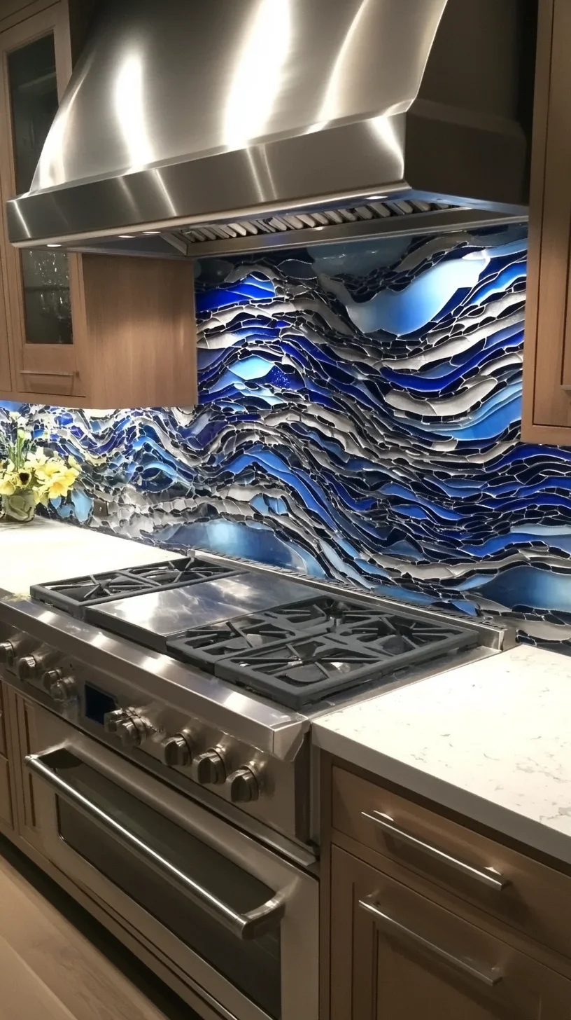 Transform Your Kitchen with Stunning Ocean-Inspired Glass Tile Backsplash