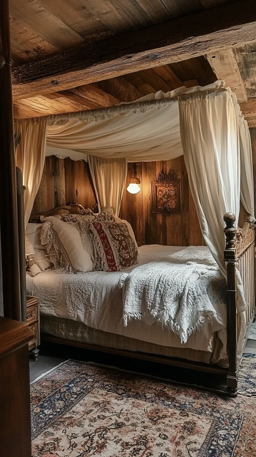 Transform Your Space: Embrace Rustic Elegance with a Cozy Canopy Bed Retreat