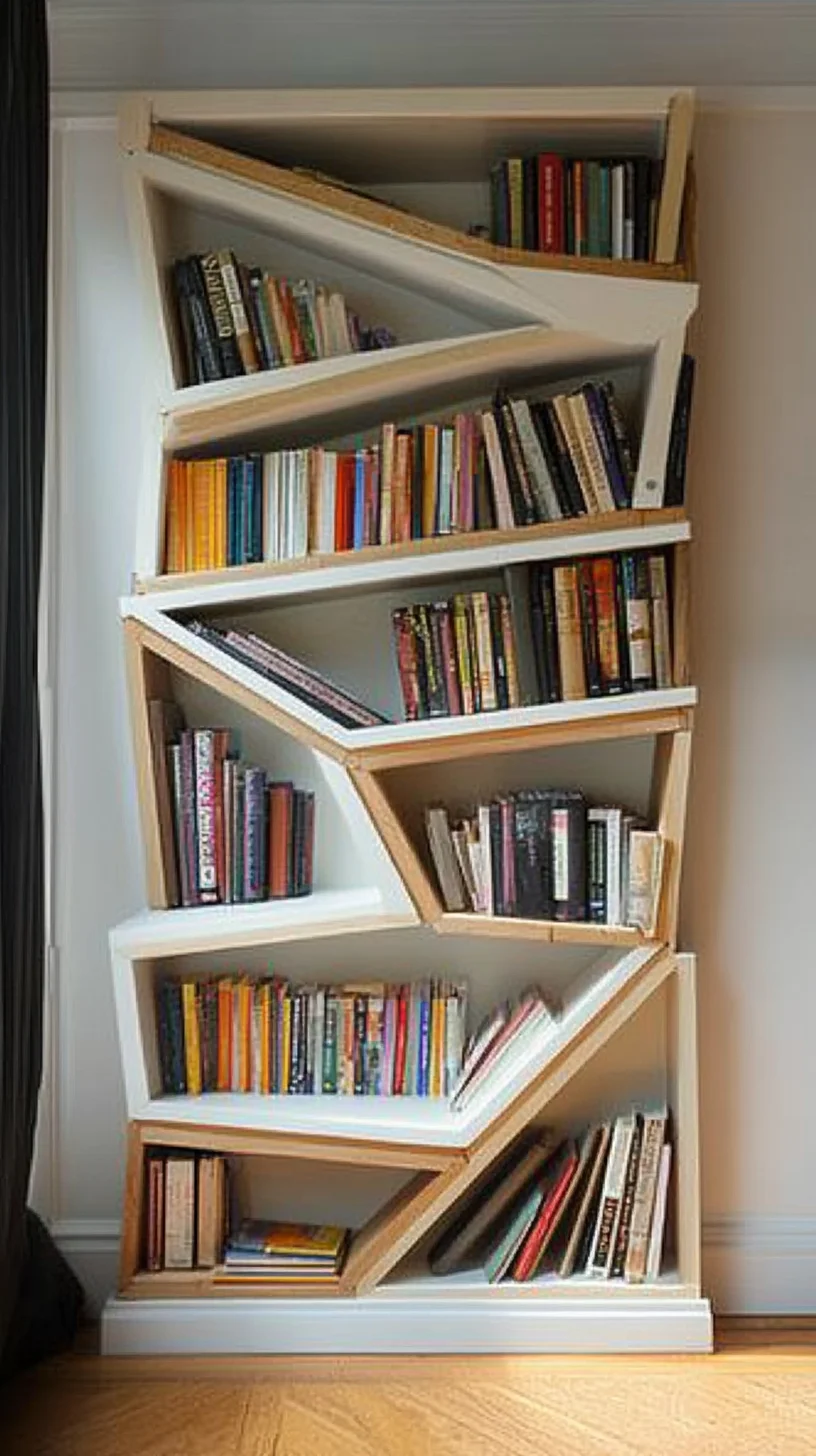 Transform Your Space with an Artistic Zigzag Bookshelf Design