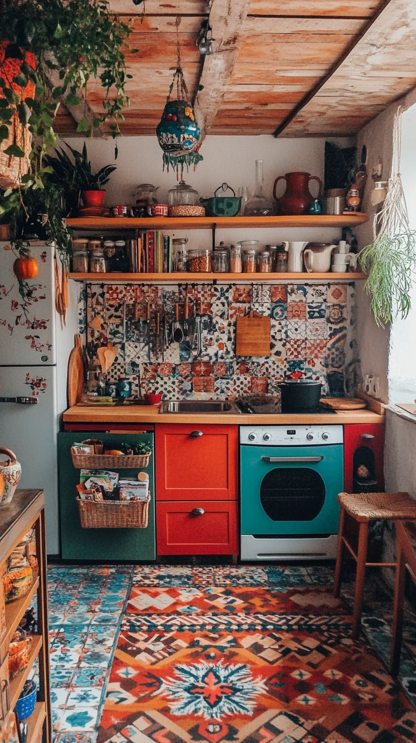 Vibrant Bohemian Kitchen: A Cozy Blend of Color and Culture