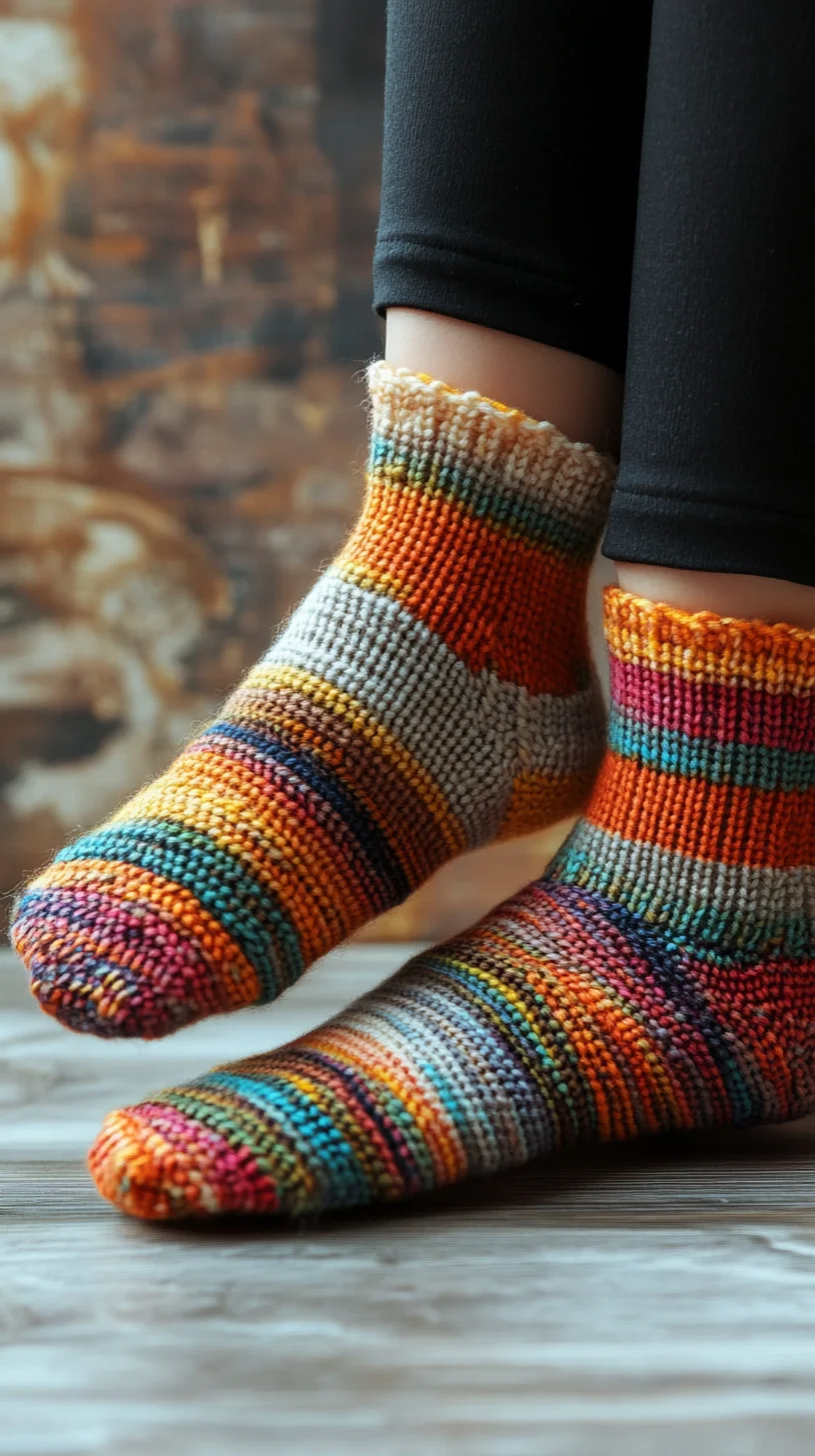 Cozy Up Your Look: Embrace Vibrant Hand-Knitted Striped Socks!