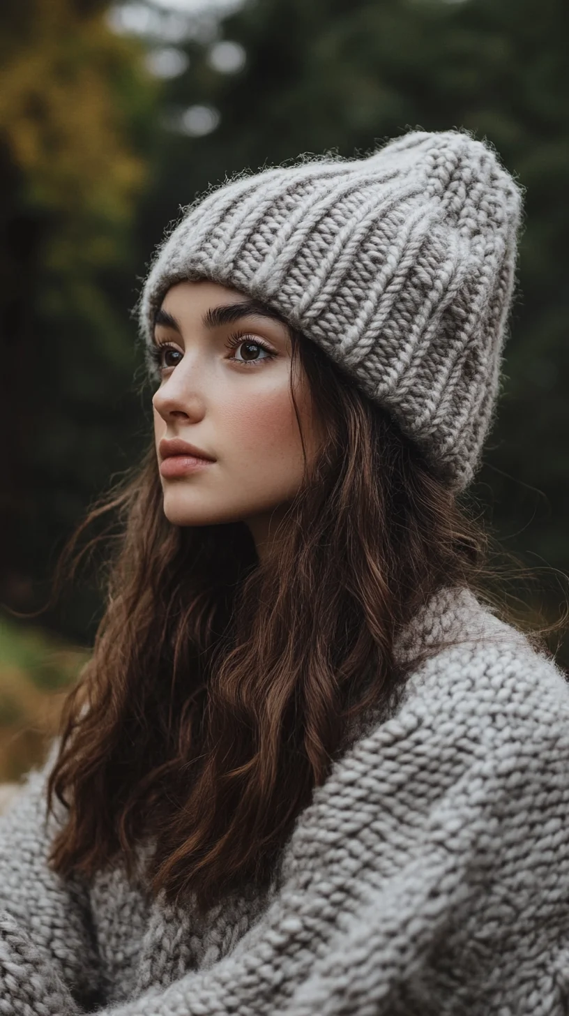 Effortless Winter Warmth: Chic Messy Waves Styled with Cozy Knit Accessories