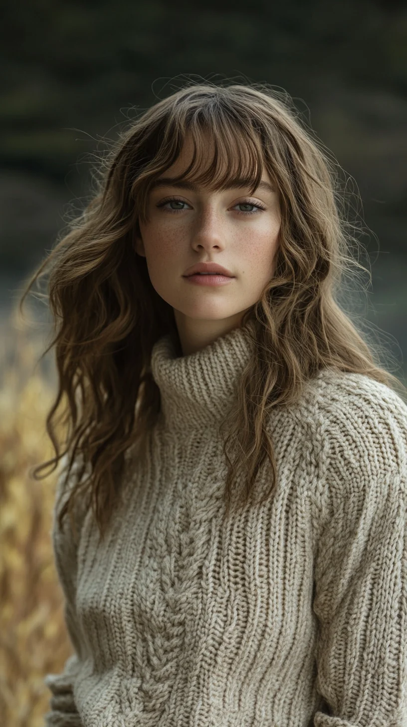 Effortlessly Chic: Embrace Soft Waves and Face-Framing Bangs for a Natural Look