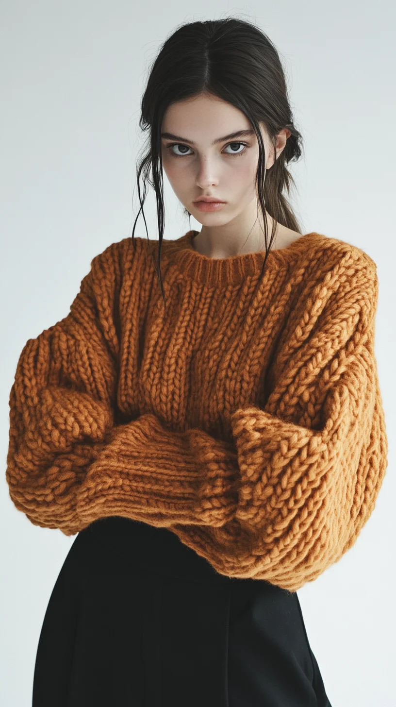 Effortlessly Chic: The Cozy Knitted Sweater and Sleek Hairstyle Fusion