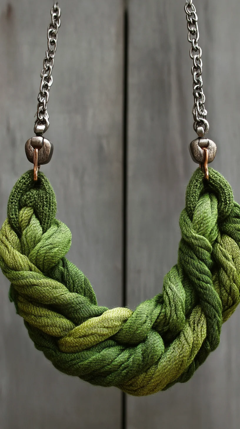 Elevate Your Style: Trendy Textured Green Braided Necklace