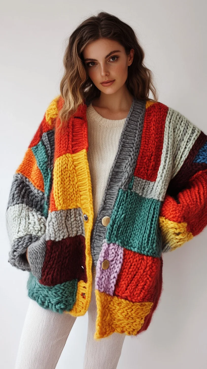 Embrace Colorful Coziness with Oversized Patchwork Knitwear