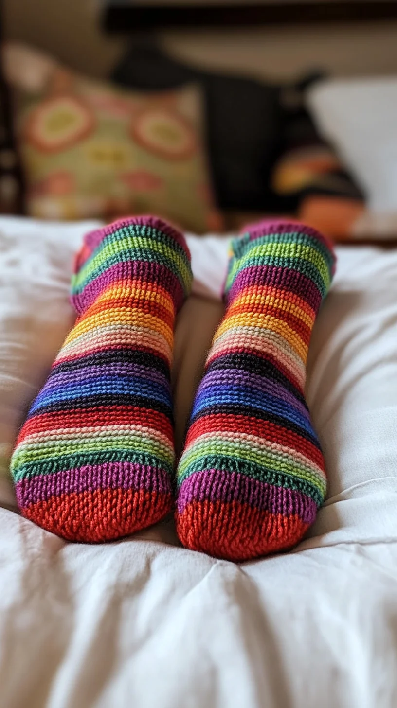 Embrace Cozy Vibes with Vibrant, Handmade Rainbow Knit Socks