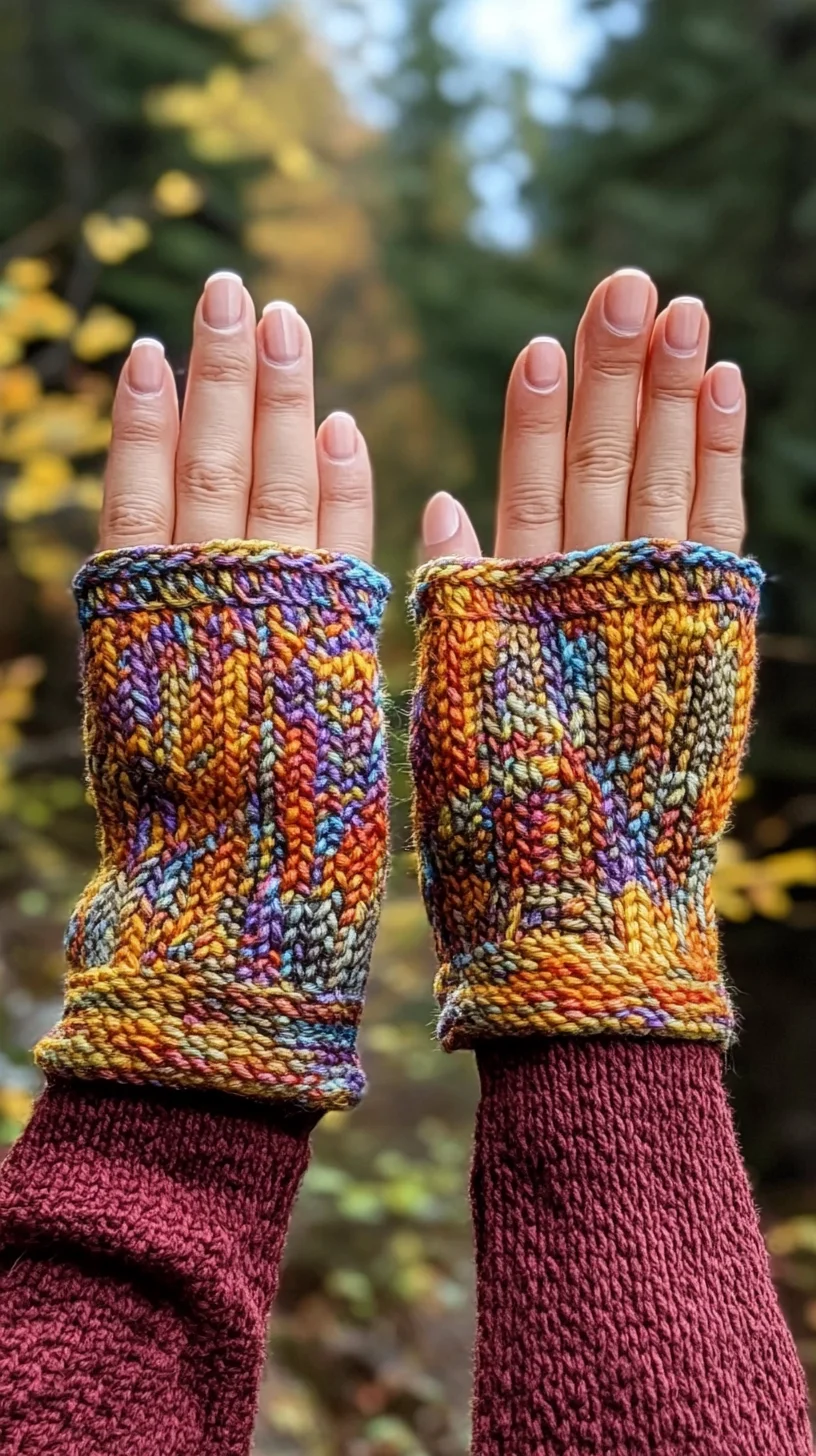 Vibrant Hand Knits: Embrace Cozy Colors with These Eye-Catching Fingerless Gloves