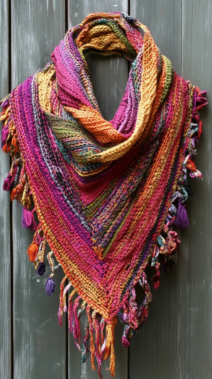 Vibrant Knitted Shawl: Embrace Cozy Color with Trendy Tassels